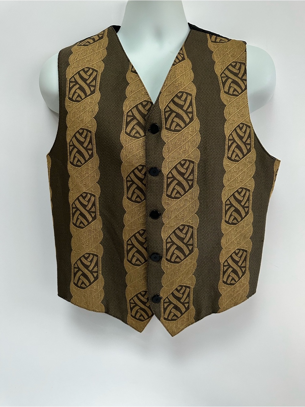 Men's Brown & Tan Patterned Dress Vest